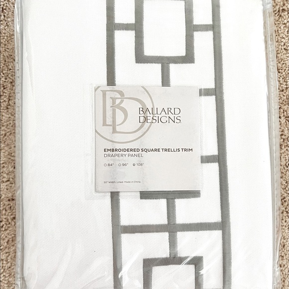 Embroidered Square Trellis Curtains - 2 Panels - Picture 6 of 6